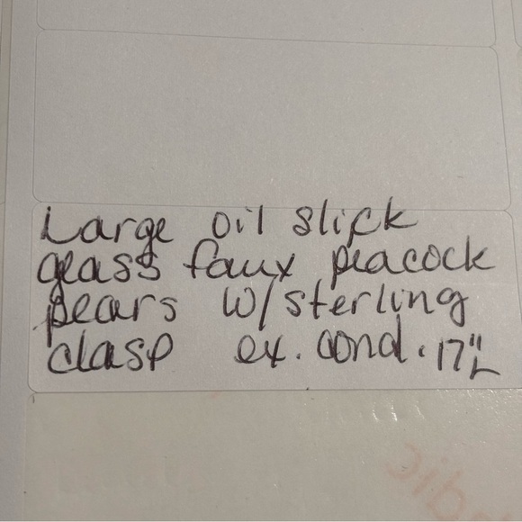 Large oil slick glass faux peacock pearls and sterling silver toggle closure - Picture 4 of 4